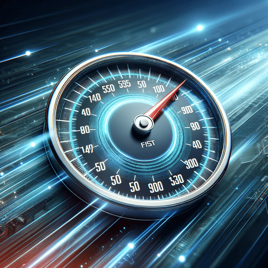 Aquesta imatge conceptual representa vívidament el rendiment millorat del lloc web a través de la metàfora d'un velocímetre digital d'alta velocitat. El velocímetre, que indica un alt nivell de velocitat i eficiència, es troba sobre un fons que transmet moviment ràpid i tecnologia d'avantguarda. L'agulla que apunta cap a l'extrem superior de l'escala simbolitza les notables capacitats de Next.js 13 per carregar ràpidament les pàgines i oferir un rendiment superior. El disseny és modern i incorpora elements digitals que fan eco dels temes de desenvolupament web i optimització de rendiment, reflectint la naturalesa ràpida i eficient de Next.js 13 en les aplicacions web.